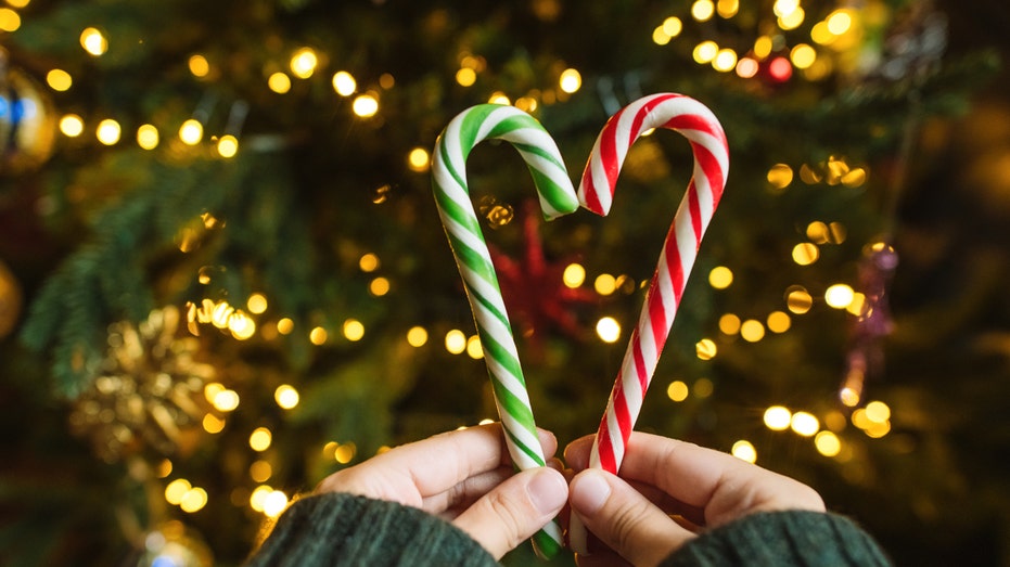 Candy canes in the shape of a heart