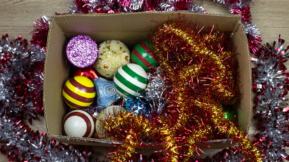 Decorations for Christmas tree in a box